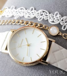 Piękne zegarki oraz bransoletki na www.otien.com – zegarek biały pikowany można idealnie z ...