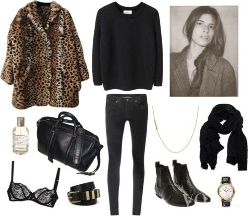 set with leopard coat