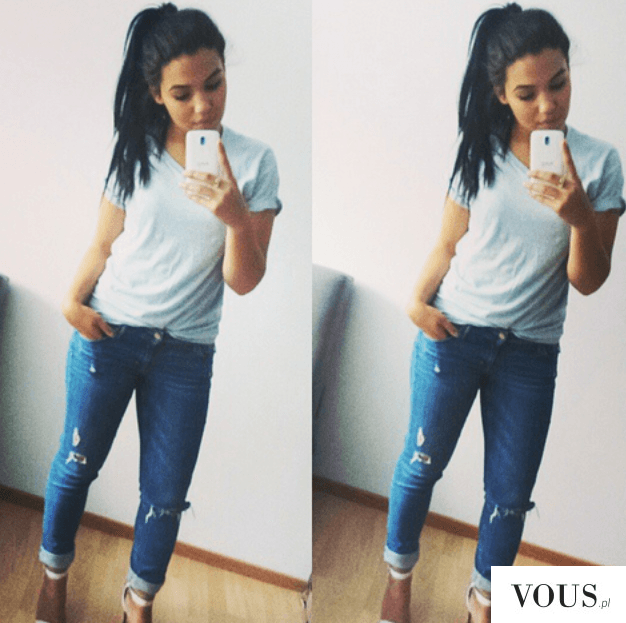 stylizacja, selfie, jeans