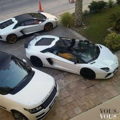 Biały Range Rover i Lamborghini