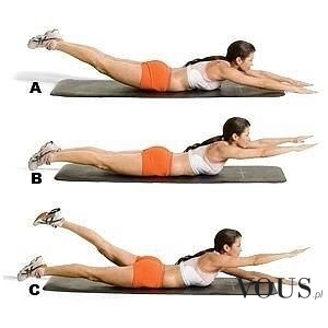 Ćwiczenie angażujące wiele mięśni: plecy, brzuch, pośladki. Ćwiczenie na wzmocnienie kręgosłupa