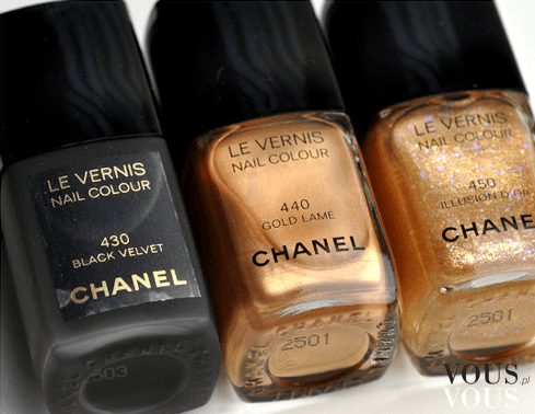 Lakiery do paznokci od Chanel : Czarny, złoty i z brokatem