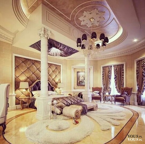 Luksusowa sypialnia w złotym kolorze