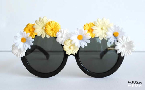 okulary przeciwsłoneczne, modne okulary, okulary w kwiaty