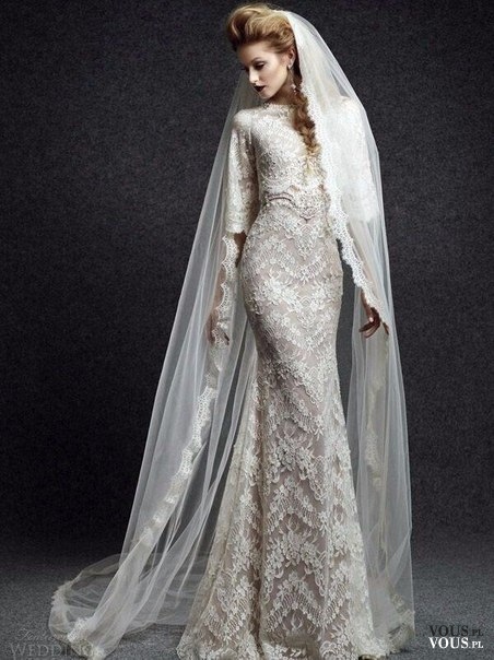 suknia ślubna z długim welonem, czy długi welon jest modny