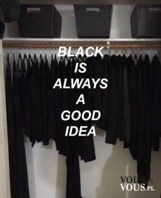 Czarne ubrania , szafa pełna ubrań
