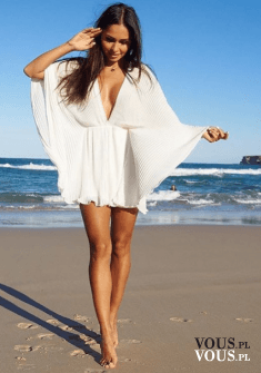 sukienka na plażę, biała luźna sukienka