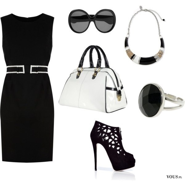 czarna elegancka sukienka, mała czarna, elegancki zestaw