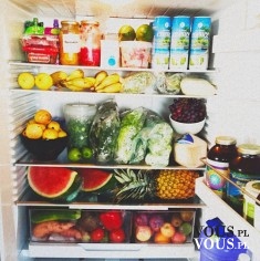 lodówka pełna zdrowego jedzenia, lodówka pełna witamin, owoce, warzywa