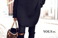 czarna stylizacja, sweter oversize, czarny sweter