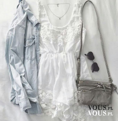 Delikatna biała sukienka z koronkowymi elementami, romantyczna biała sukienka i luźna koszula dż ...