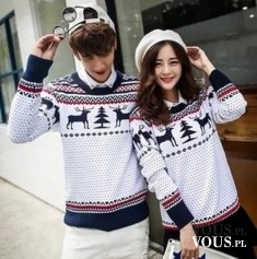 Japońska, koreańska para, modele zakochani. Świąteczne sweterki, gdzie kupić sweter w świateczny ...
