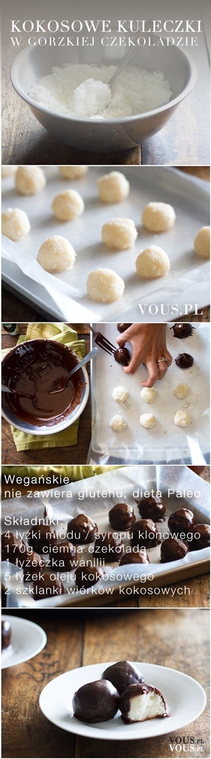 Kokosowe kuleczki w gorzkiej czekoladzie – przepis