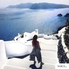 Santorini,słońce,woda,suknia