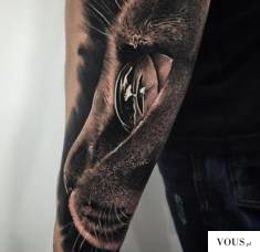tatuaż mordka kota :D, fotorealistyczny tatuaż