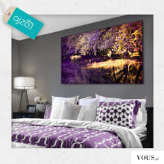 Obraz z motywem jeziora, w pięknej fioletowej kompozycji kolorystycznej. Idealny do sypialni i s ...