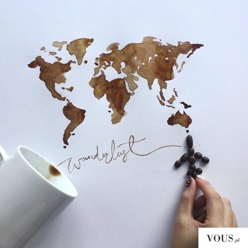 mapa namalowana kawą