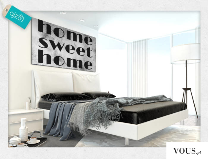 Obraz z napisem home sweet home doskonały do upiększenia ścian w salonie lub sypialni.