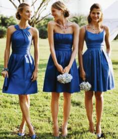 Shop A-Line Sleeveless Satin Knee-Length Bridesmaid Dresses On Sale – Ombreprom