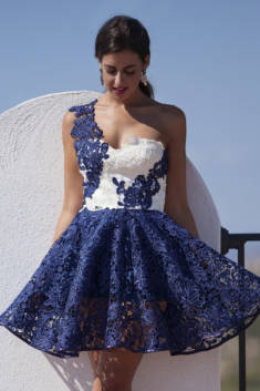 2018 Lace Homecoming Dresses One Shoulder With Applique A Line Bicolor US$ 149.99 KKP52JQ4E2  ...