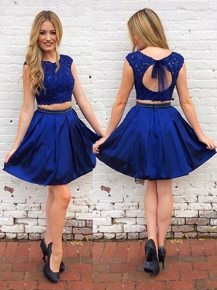 Royal Blue Two Piece Keyhole Short Prom Dress, Party Dress, OP207
– ombreprom.co.uk