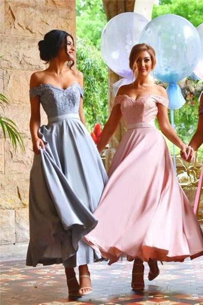 Chic Sweetheart Ankle Length Off-the-shoulder Bridesmaid Dress B373 – Ombreprom