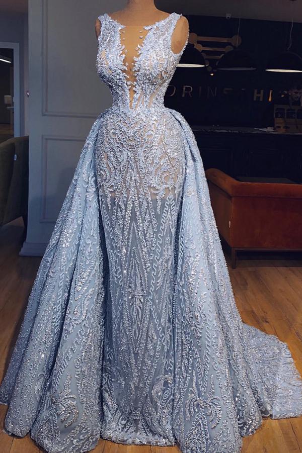 Elegant Blue Lace Sleeveless Deep V Neck Prom Dress Party Dress P685
– Ombreprom