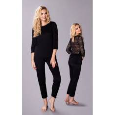 Elegancka piżama damska jedwab wiskozowy Marietta czarna – Pradlo sklep