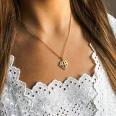 Naszyjnik damski Duży Diament złoty  | biżuteria sklep internetowy